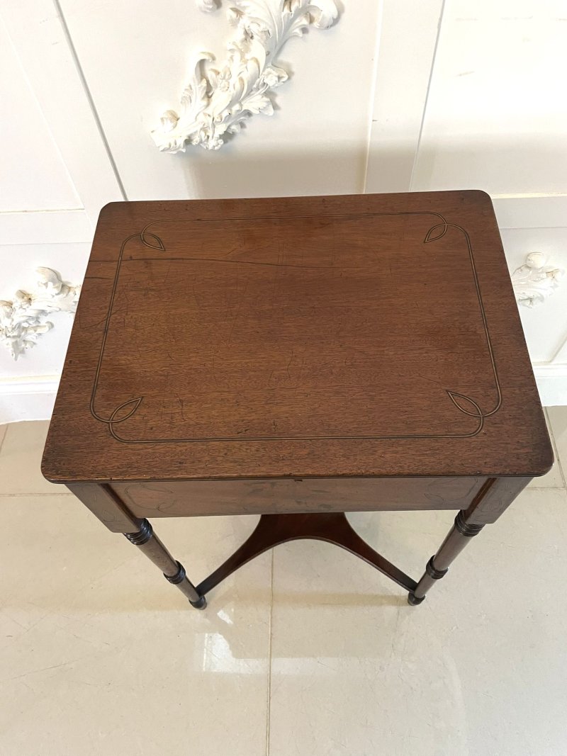 Antique Regency Freestanding Quality Mahogany Inlaid Lamp Table - Image 5